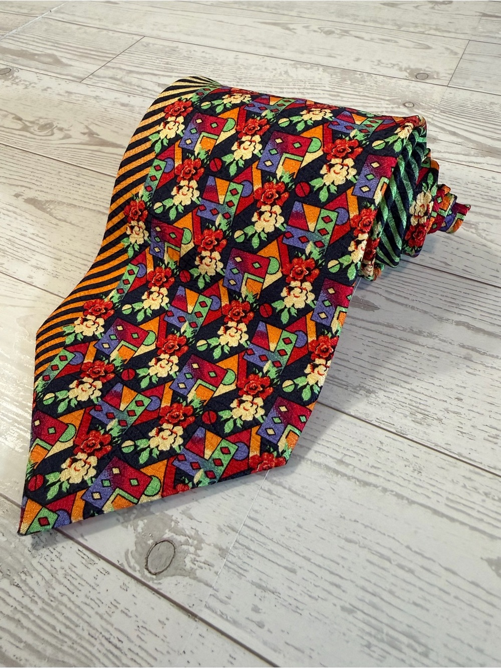 Vitaliano Pancaldi Silk Abstract Floral‎ Geometric Pattern Men’s Vintage Tie